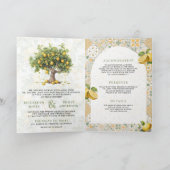Mediterranean Tile Lemon Tree All in One Wedding 招待状 (内部)
