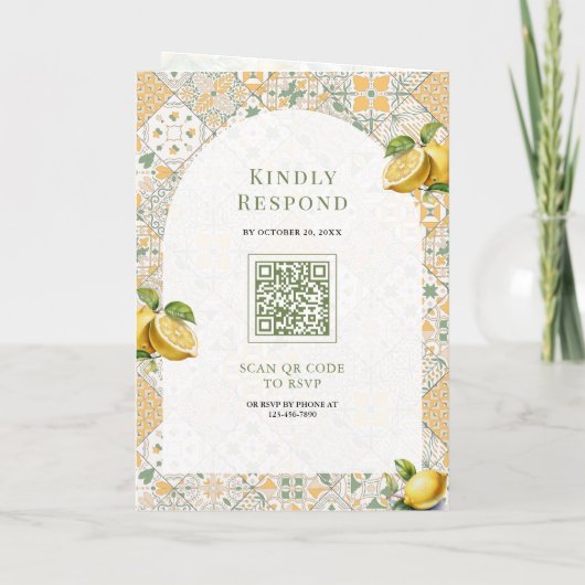Mediterranean Tile Lemon Tree All in One Wedding 招待状 (裏面)