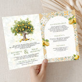 Mediterranean Tile Lemon Tree All in One Wedding 招待状