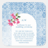 Mediterranean tile pattern スクエアシール (正面)