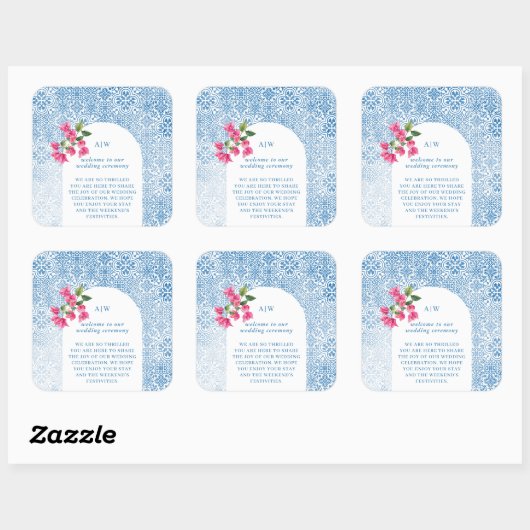 Mediterranean tile pattern スクエアシール (シート)