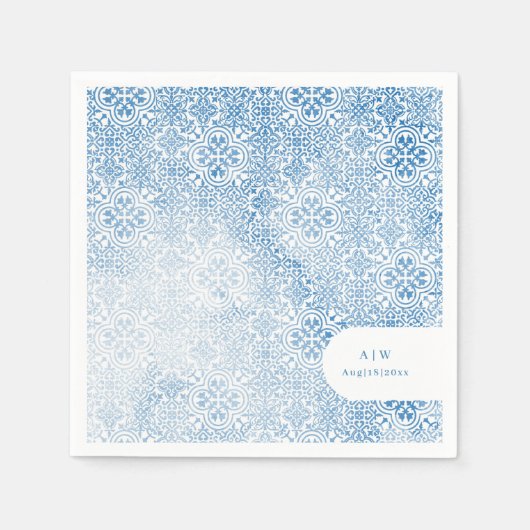 Mediterranean tile pattern スタンダードカクテルナプキン (正面)