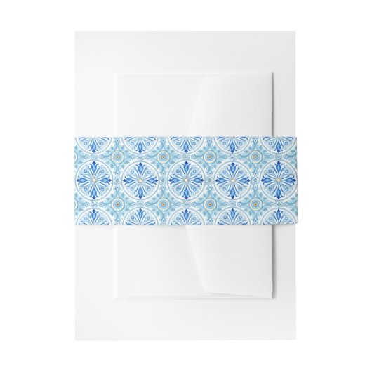 Mediterranean Tile Pattern | Amalfi Coast Wedding 招待状ベリーバンド (正面例)