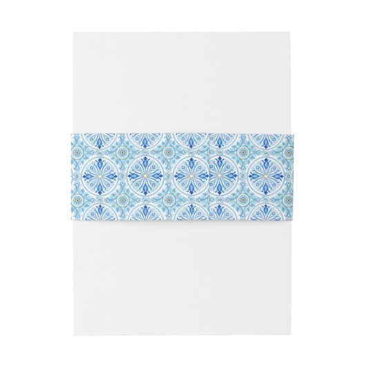 Mediterranean Tile Pattern | Amalfi Coast Wedding 招待状ベリーバンド (裏面例)
