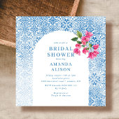 Mediterranean tile pattern Bridal Shower 招待状