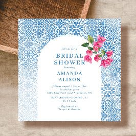 Mediterranean tile pattern Bridal Shower 招待状