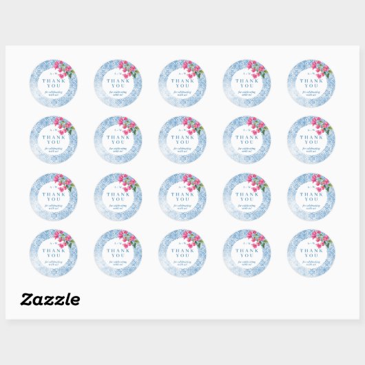 Mediterranean tile pattern Round Sticker ラウンドシール (シート)