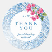 Mediterranean tile pattern Round Sticker ラウンドシール (正面)