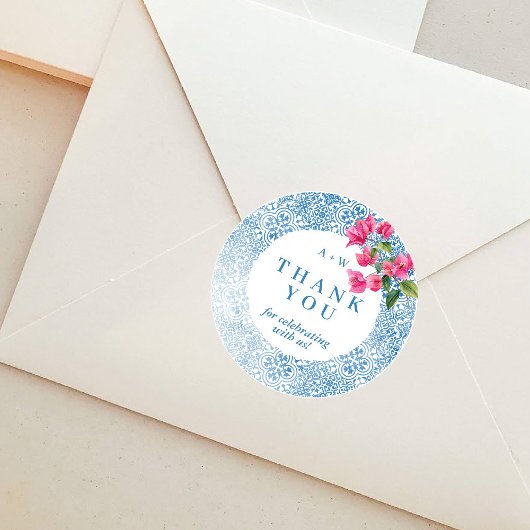 Mediterranean tile pattern Round Sticker ラウンドシール