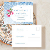Mediterranean tile pattern Save the Date Post Card ポストカード