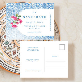 Mediterranean tile pattern Save the Date Post Card ポストカード