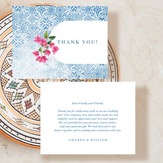 Mediterranean tile pattern Thank you プレイスカード