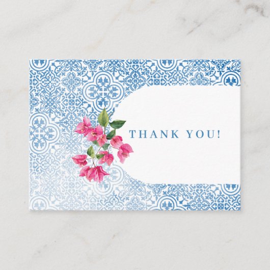 Mediterranean tile pattern Thank you プレイスカード (正面)