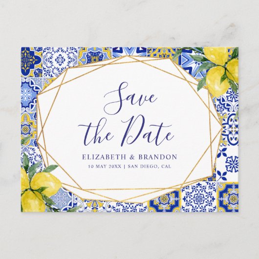 Mediterranean Tile Wedding with Lemons ポストカード (正面)