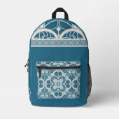 Mediterranean tile work inspiration teal プリントバックパック (正面)