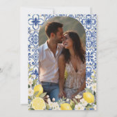 Mediterranean Tiles and Lemon Garland Wedding 招待状 (裏面)
