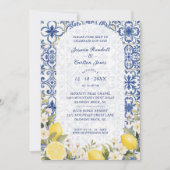 Mediterranean Tiles and Lemon Garland Wedding 招待状 (正面)