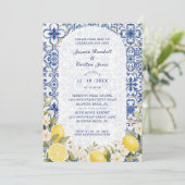 Mediterranean Tiles and Lemon Garland Wedding 招待状 (スタンド正面)