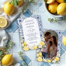 Mediterranean Tiles and Lemon Garland Wedding 招待状