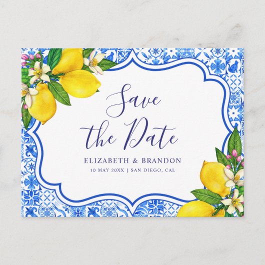 Mediterranean Tiles  Italian Style Wedding  ポストカード (正面)