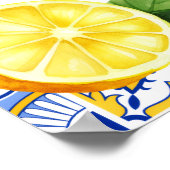 Mediterranean Tiles Lemon Birthday Welcome Sign ポスター (角)