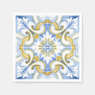 Mediterranean tiles, majolica,Sicilian style    スタンダードカクテルナプキン