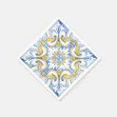 Mediterranean tiles, majolica,Sicilian style    スタンダードカクテルナプキン (角)