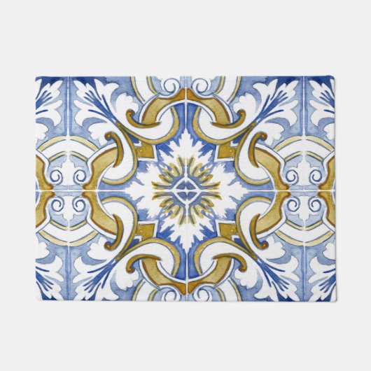 Mediterranean tiles, majolica,Sicilian style     ドアマット (正面)