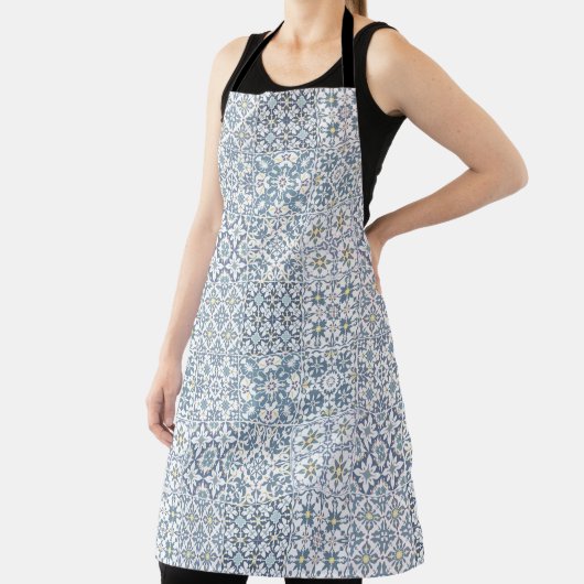 Mediterranean Tiles, Moroccan, Majolica, Azulejo エプロン (インサイチュ)