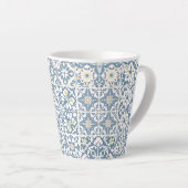 Mediterranean Tiles, Moroccan, Majolica, Azulejo カフェラテマグ (右アングル)