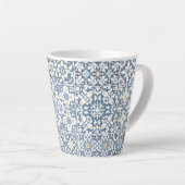 Mediterranean Tiles, Moroccan, Majolica, Azulejo カフェラテマグ (右アングル)