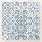 Mediterranean Tiles, Moroccan, Majolica, Azulejo ガラスコースター (正面)