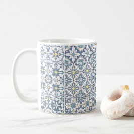 Mediterranean Tiles, Moroccan, Majolica, Azulejo コーヒーマグカップ