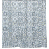 Mediterranean Tiles, Moroccan, Majolica, Azulejo シャワーカーテン (正面)