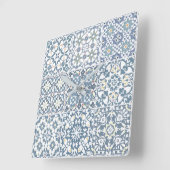 Mediterranean Tiles, Moroccan, Majolica, Azulejo スクエア壁時計 (傾斜)