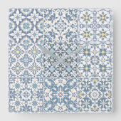 Mediterranean Tiles, Moroccan, Majolica, Azulejo スクエア壁時計 (正面)