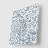 Mediterranean Tiles, Moroccan, Majolica, Azulejo スクエア壁時計 (傾斜)