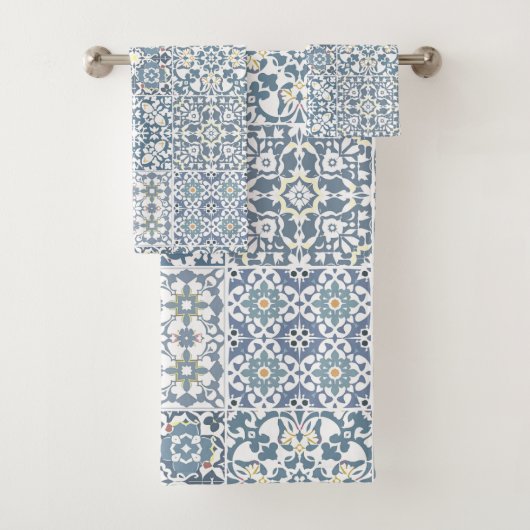 Mediterranean Tiles, Moroccan, Majolica, Azulejo バスタオルセット (インサイチュ)