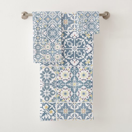 Mediterranean Tiles, Moroccan, Majolica, Azulejo バスタオルセット (インサイチュ)