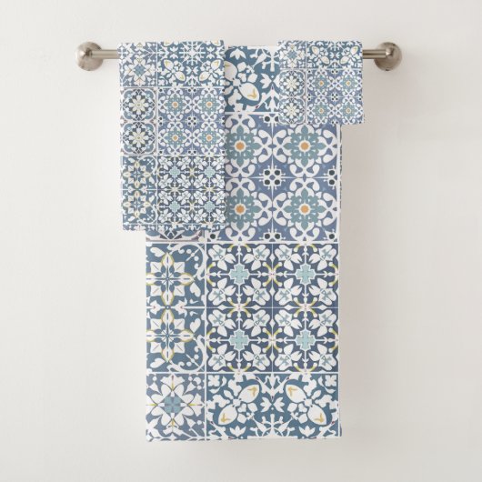 Mediterranean Tiles, Moroccan, Majolica, Azulejo バスタオルセット (インサイチュ)