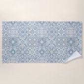 Mediterranean Tiles, Moroccan, Majolica, Azulejo ビーチタオル (正面)