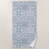 Mediterranean Tiles, Moroccan, Majolica, Azulejo ビーチタオル (正面)