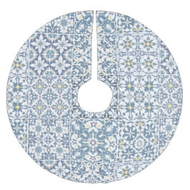 Mediterranean Tiles, Moroccan, Majolica, Azulejo ブラッシュドポリエステルツリースカート