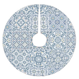 Mediterranean Tiles, Moroccan, Majolica, Azulejo ブラッシュドポリエステルツリースカート