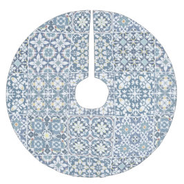 Mediterranean Tiles, Moroccan, Majolica, Azulejo ブラッシュドポリエステルツリースカート