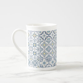 Mediterranean Tiles, Moroccan, Majolica, Azulejo ボーンチャイナマグカップ