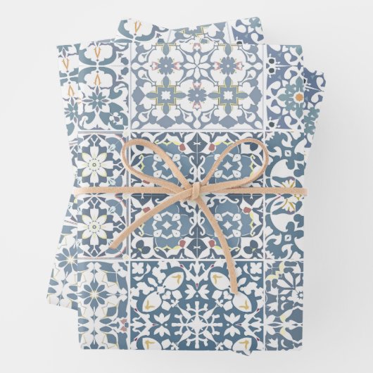 Mediterranean Tiles, Moroccan, Majolica, Azulejo ラッピングペーパーシート (インサイチュ)