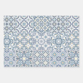 Mediterranean Tiles, Moroccan, Majolica, Azulejo ラッピングペーパーシート (正面3)