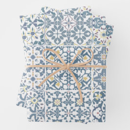 Mediterranean Tiles, Moroccan, Majolica, Azulejo ラッピングペーパーシート