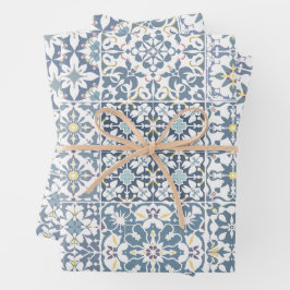 Mediterranean Tiles, Moroccan, Majolica, Azulejo ラッピングペーパーシート